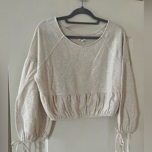 Aerie Cream Blouson Sleeve Top